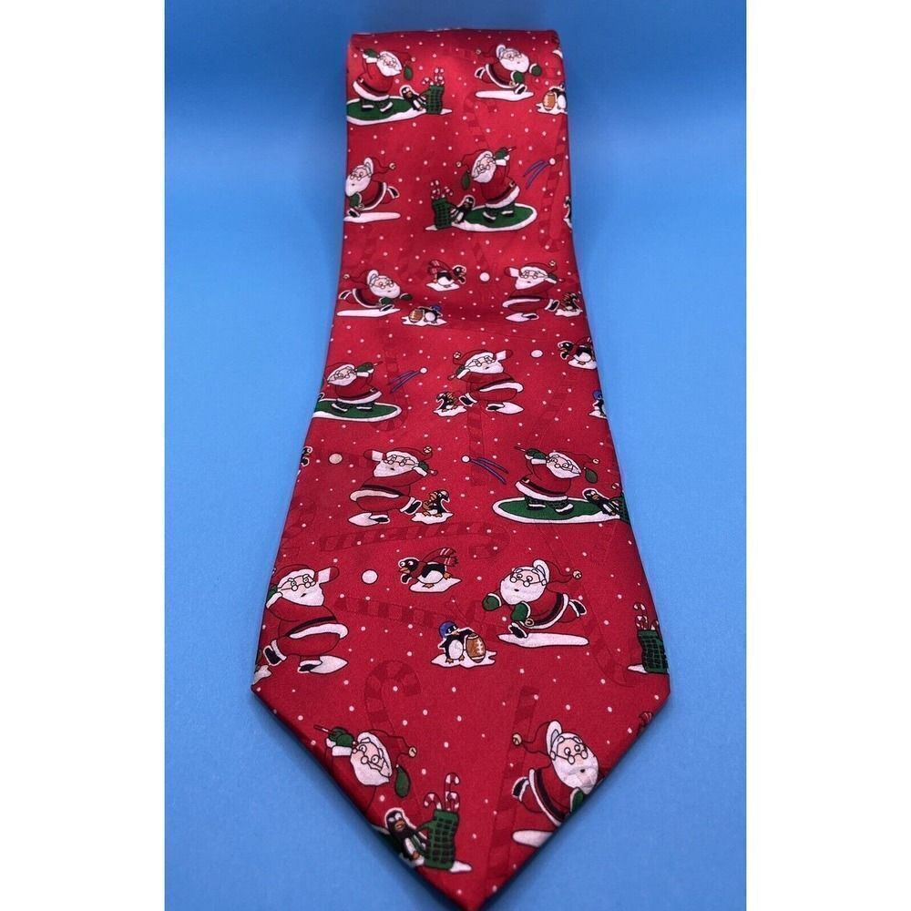 Christmas Santa Golf, Football & Baseball 63” Vintage Tie. Excellent Condition - Picture 1 of 3